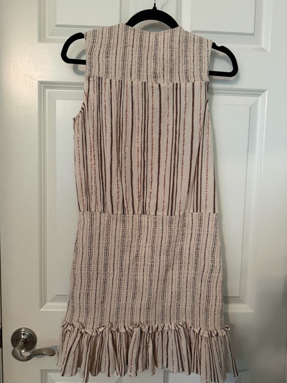 Veronica Beard Blush and Brown Striped Sleeveless Mini Dress - Picture 2 of 6